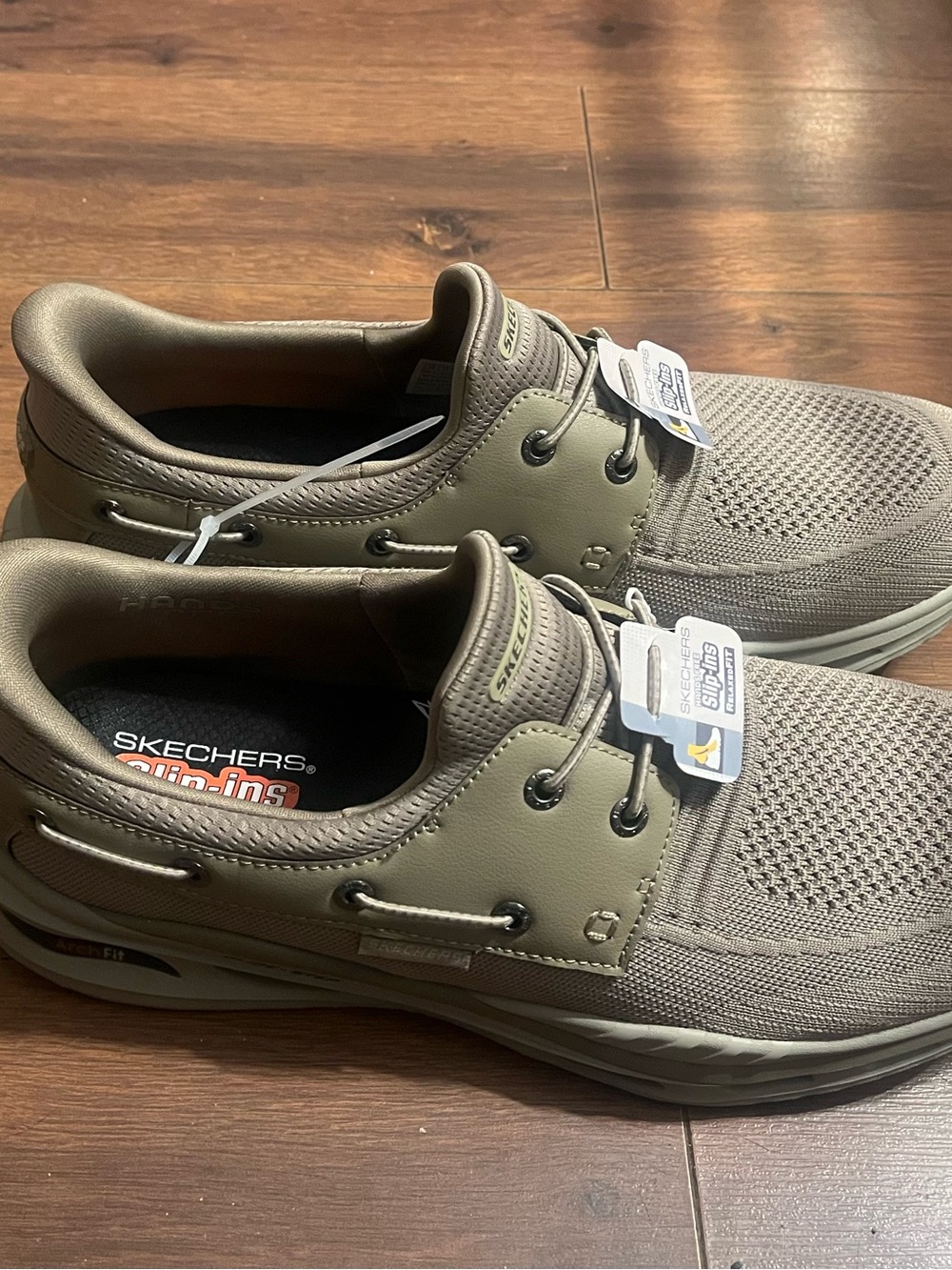 Skechers Men’s Taupe Slip-On Knit-Like Casual Loafers